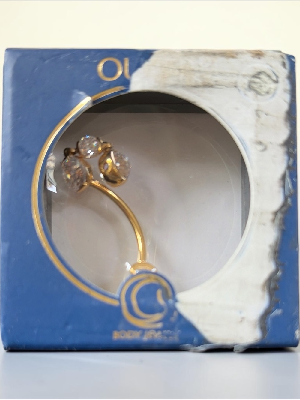 BODY JEWEL Gold Tone CZ Belly Button Ring Navel Piercing Jewelry NEW ✨